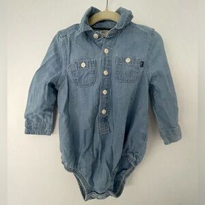 Baby B’gosh tencel denim l/s collar onsie snap button bodysuit size 18 months